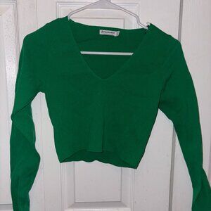 Green long sleeve crop top